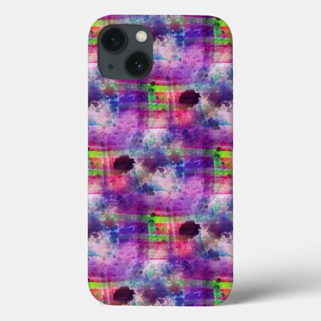 Design grün, lila Textur Aquarell Case-Mate iPhone Hülle (Rückseite)