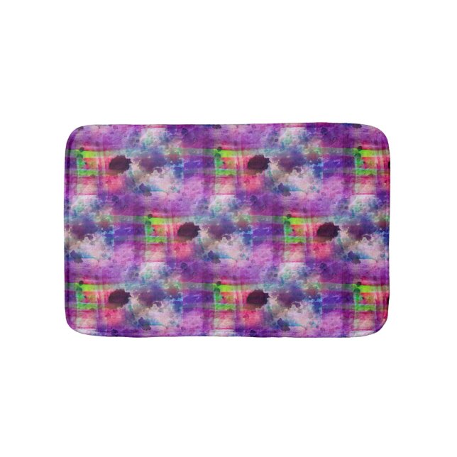 Design grün, lila Textur Wasserfarbe Badematte (Vorderseite)