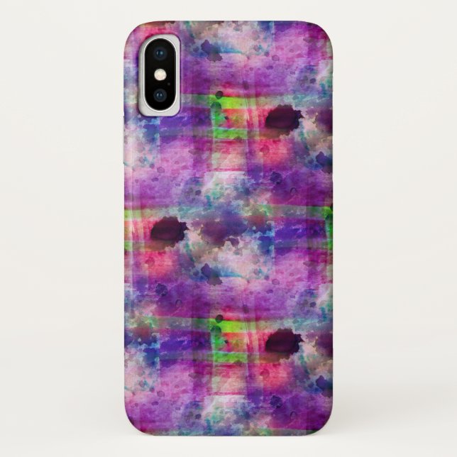 Design grün, lila Textur Wasserfarbe Case-Mate iPhone Hülle (Rückseite)