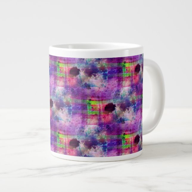 Design grün, lila Textur Wasserfarbe Jumbo-Tasse (Vorderseite Rechts)