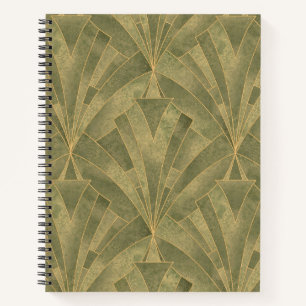 Design Grün und Gold Art Deco Muster Notizbuch