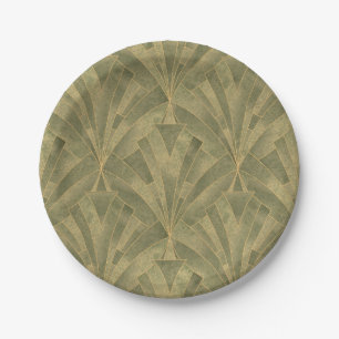 Design Grün und Gold Art Deco Muster Pappteller