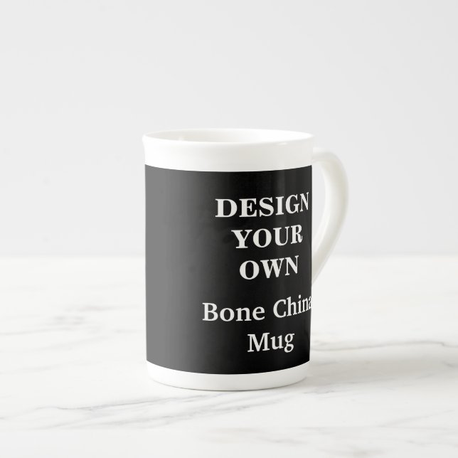 Design Ihre eigene Knochen-China-Tasse - Schwarz Prozellantasse (Vorderseite Rechts)