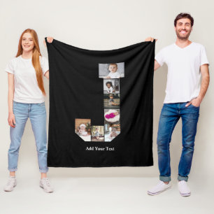 Design Ihres eigenen Letter J Foto Collage Poster Fleecedecke