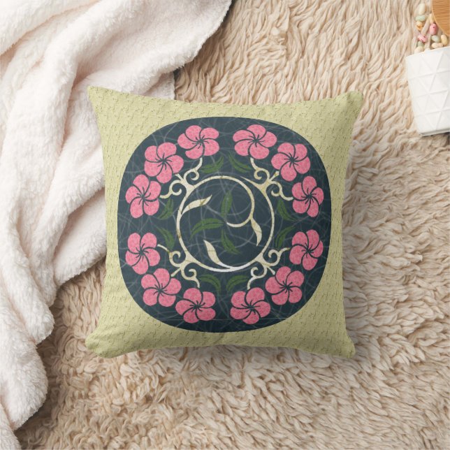 Design in Rosa und Blau-Blumen Kissen (Decke)
