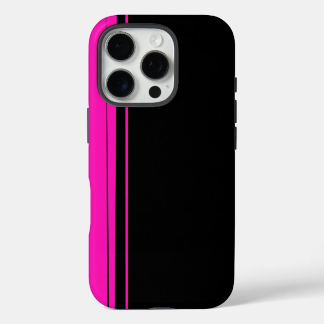 Design in Rosa und Schwarz iPhone 16 Pro Hülle (Rückseite)