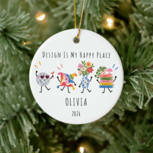 Design ist mein glücklicher Ort Personalisierter W Keramik Ornament