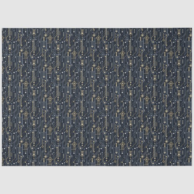 Design Luxus Geometric Blau und Gold Art Decoupage Seidenpapier (Vorderseite)
