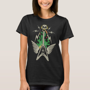 Design mit akustischer und skelettierter E-Gitarre T-Shirt