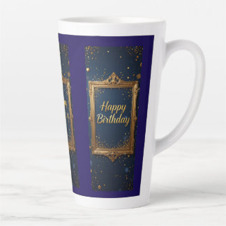 Design mit goldenem Rahmen auf marineblau Milchtasse