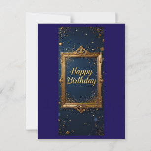 Design mit goldenem Rahmen auf marineblau Postkarte
