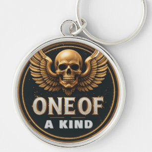 Design mit goldenem Totenkopf und Flügeln Schlüsselanhänger