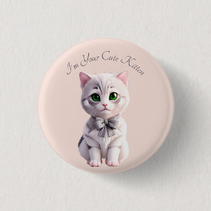 Design mit niedlichem grauem Kätzchen Button