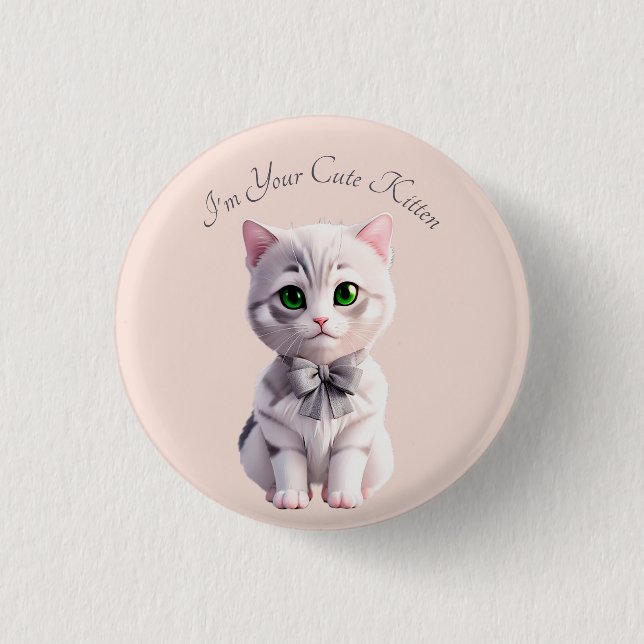 Design mit niedlichem grauem Kätzchen Button (Vorderseite)