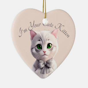 Design mit niedlichem grauem Kätzchen Keramik Ornament