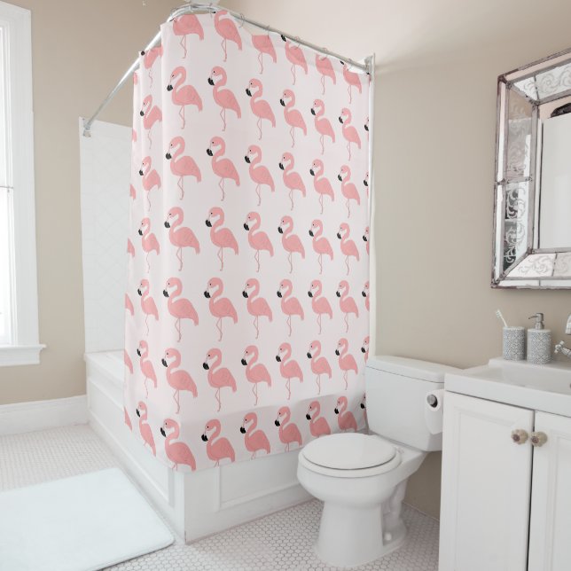 Design mit rosa Flamingos Duschvorhang (Beispiel)