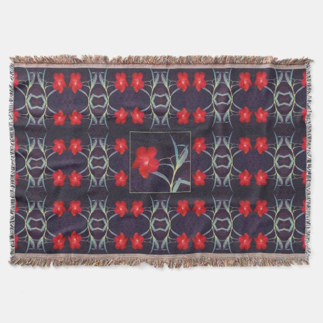 Design mit roten Blume und Blätter Decke (Vorderseite)