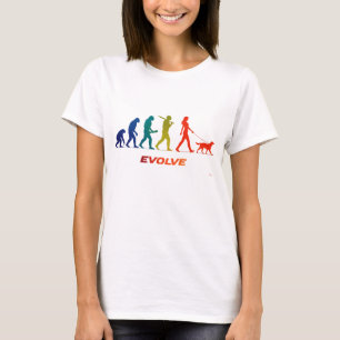 Design mit Silhouette einer Frau, die mit Hund spa T-Shirt