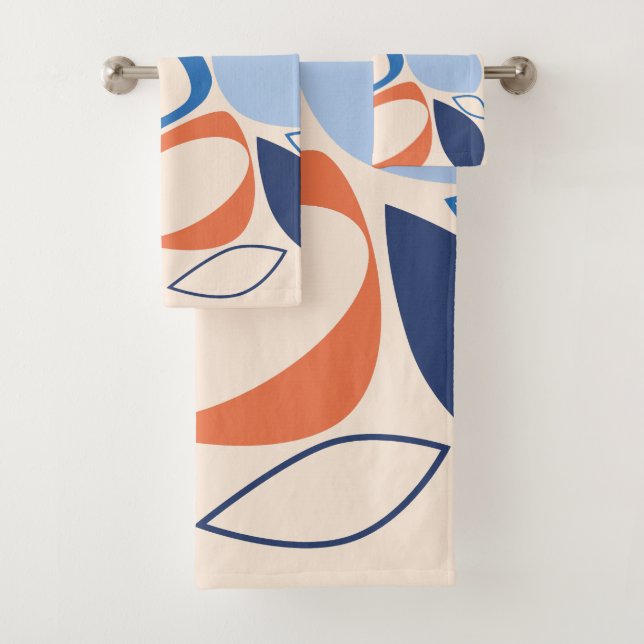 Design moderne Apricot bleu crème Motif Abstrait (En situation)