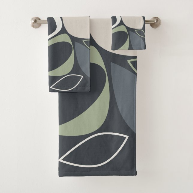 Design moderne Gris Sage Vert Motif Abstrait (En situation)