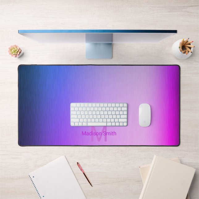 Design moderne rose métal brossé Monogramme (Bureau 1)