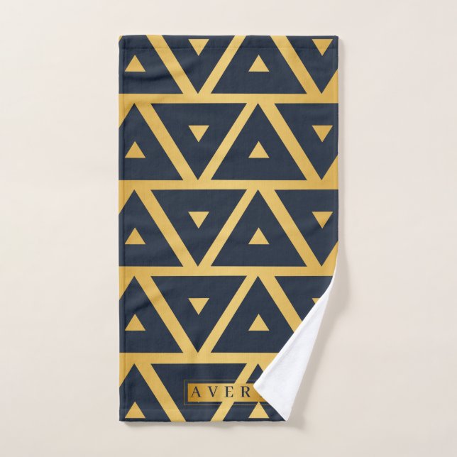 Design motif géométrique bleu or personnalisé (Serviette à main)