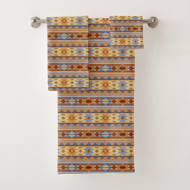 Design Motif Sud-Ouest Rouille Gris Or (En situation)
