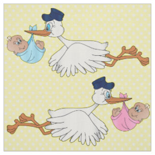 Design-Muster für Baby Girl und Boy Stork Stoff