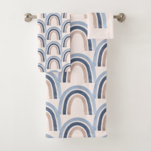 Design-Muster für Blau und Peach Rainbow Boho Badhandtuch Set