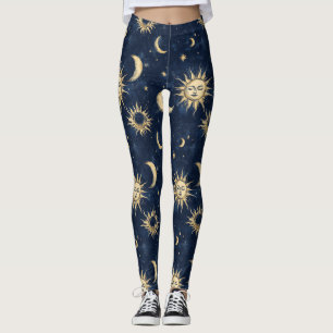 Design-Muster für Sun und Crescent Moon Leggings