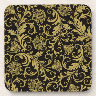 Design-Muster für Verzierte schwarze und goldene B Getränkeuntersetzer