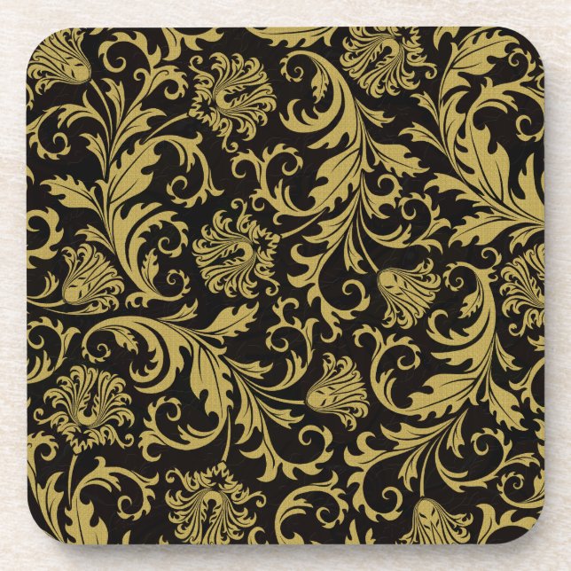Design-Muster für Verzierte schwarze und goldene B Getränkeuntersetzer (Vorderseite)