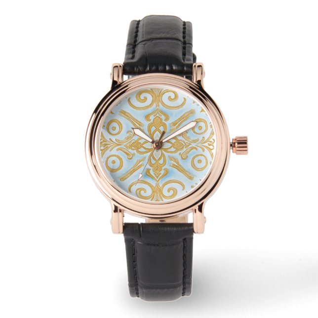 Design-Muster von Blue Gold Mozaik eWatch Armbanduhr (Vorderseite)