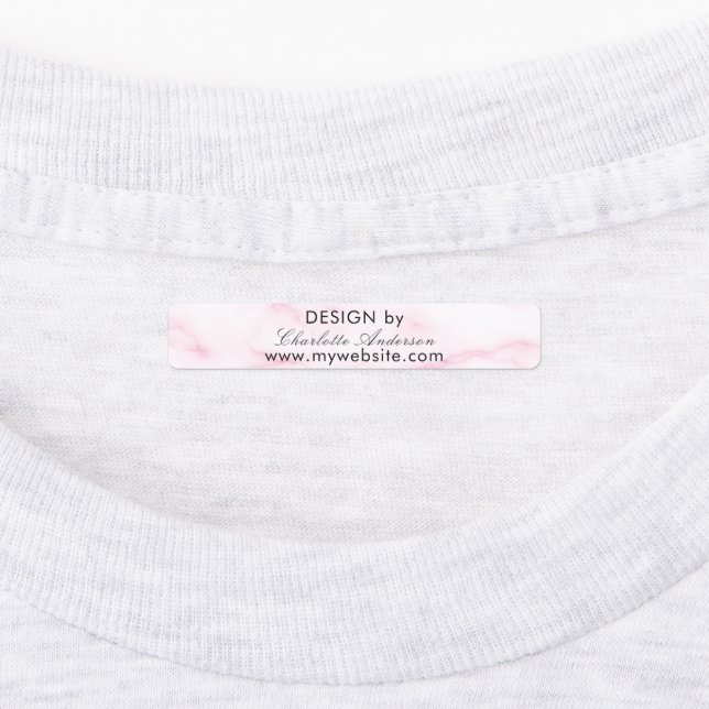 Design nach Namen blush pink Marmorskripte Etiketten (Befestigt)