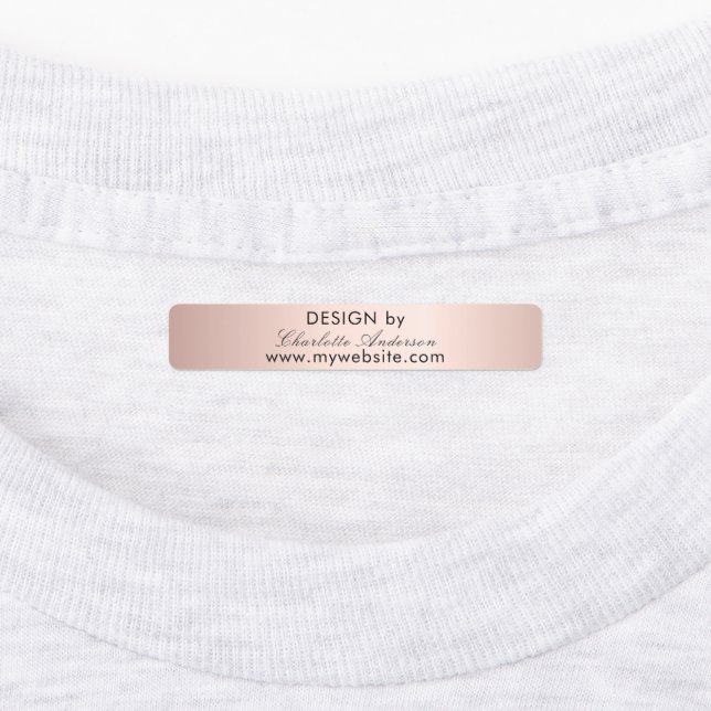 Design nach Namen Rose Gold Script Geschäft Etiketten (Befestigt)
