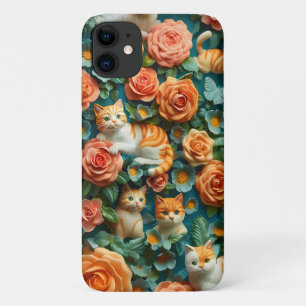 Design niedlicher Katzen und Blume Case-Mate iPhone Hülle