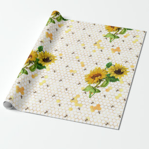 Design Nine für Sonnenblumen und Bienen Geschenkpapier