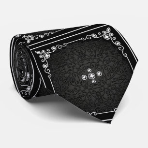 Design noir et argenté avec cravate à look diamant