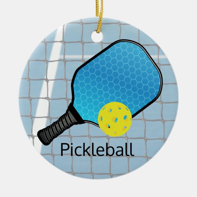 Design-Ornament des Pickleball Ball Paddels Keramik Ornament (Vorne)
