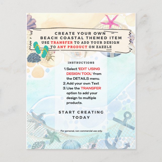 Design Own Beach Coast Nautical Event Einladung Flyer (Vorne)