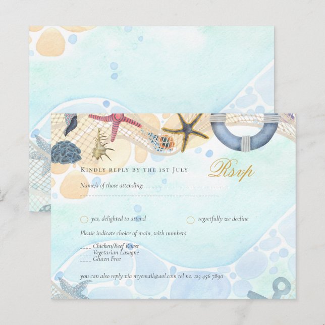 Design Own Beach Coast Nautical Event Einladung Postkarte (Vorne/Hinten)