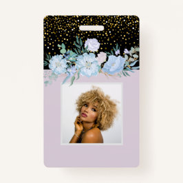 Design Own Blue Floral Business oder Event Station Ausweis