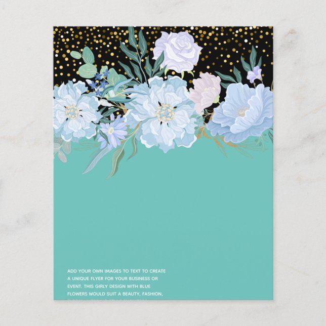 Design Own Blue Floral Event Business Stationierun Flyer (Vorne)