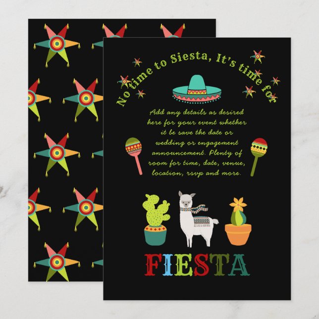 Design Own FIESTA Folk Art Wedding Brautparty Einladung (Vorne/Hinten)