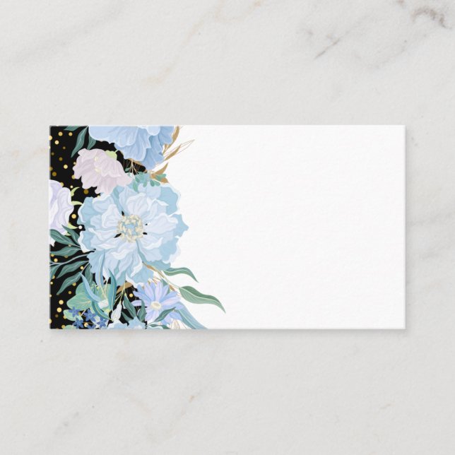 Design Own Trending Girly Stationery Blaue Blumen Visitenkarte (Vorderseite)