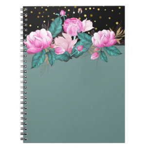 Design Own Trending Girly Stationery Pink Black Fl Notizblock