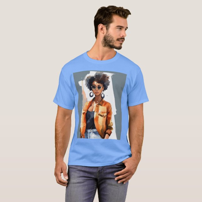 design pour un t-shirt avec une femme noire avec (Devant entier)