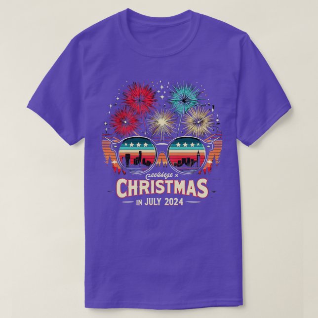 DESIGN Retro Feuerwerk in Weihnachtsfarben illumin T-Shirt (Design vorne)