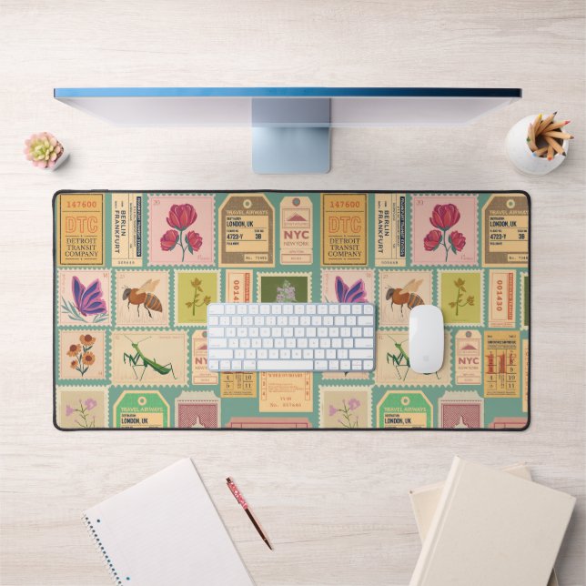 Design rétro motif classique Timbres et billets (Bureau 1)