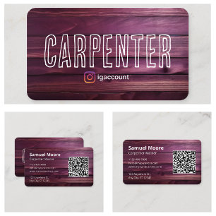 Design Rustikaler Carpenter QR Code Holzbearbeitun Visitenkarte